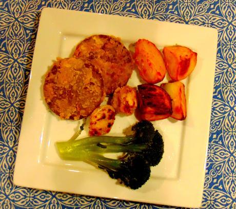 Steak seitan avec pommes terre, brocoli sauce 