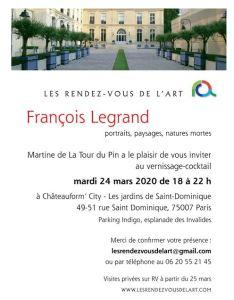 « Les Rendez-vous de l’Art »  François LEGRAND à partir du 24 Mars 2020