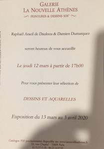 Galerie « La nouvelleAthènes » dessins et aquarelles  13 Mars au 3 Avril 2020