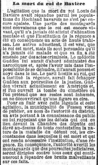 La légende ludwighienne : le Dr von Gudden ne serait pas mort