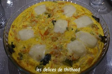 Quiche sans pâte, poireaux, surimis et merzer Quiche sans pâte, poireaux, surimis et merzer