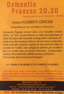 T.E.C. Théâtre Elisabeth Czerczuk spectacles  -1er Mars-26 Mars 20h00 et 29 Mars à 16h00