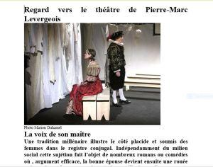 Regard vers le théâtre de Pierre-Marc Levergeois – « La Mégère apprivoisée » Artistic Théâtre