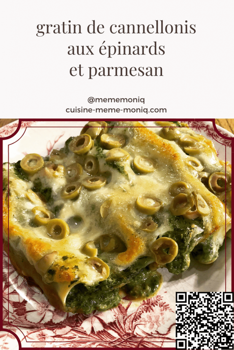 gratin de cannellonis aux épinards et parmesan