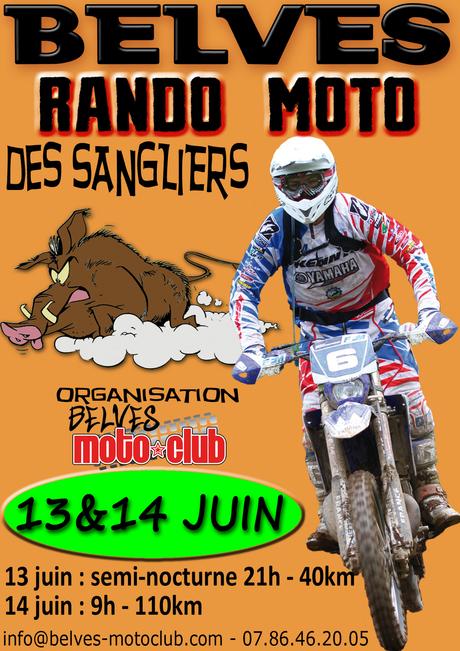 Rando moto des Sangliers de l'association BELVES MOTO-CLUB (24), le 13 et 14 juin 2020
