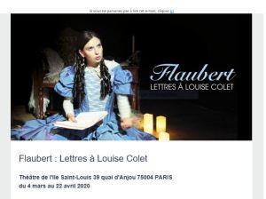 Théâtre  « Flaubert : Lettres à Louise Colet » Théâtre de l’île Saint-Louis