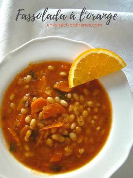 La soupe de haricots blancs des Cyclades à l'orange et tomates séchées et sa cousine au citron car deux recettes valent mieux qu'une