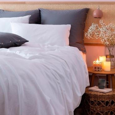  Parure de lit en satin de coton lavé bio,...