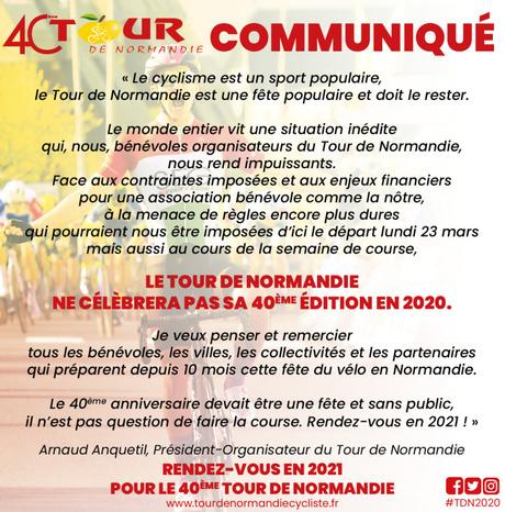 #SPORT - Covid-19 - Annulation du Tour de Normandie débutant à Ouistreham Riva-Bella ! #SPORT - Covid-19 - Annulation du Tour de Normandie débutant à Ouistreham Riva-Bella !