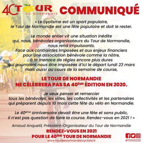 #SPORT - Covid-19 -  Annulation du Tour de Normandie débutant à Ouistreham Riva-Bella !