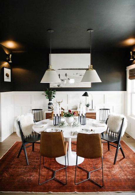 plafond noir salle à manger symétrique original décoration - blog déco - clem around the corner