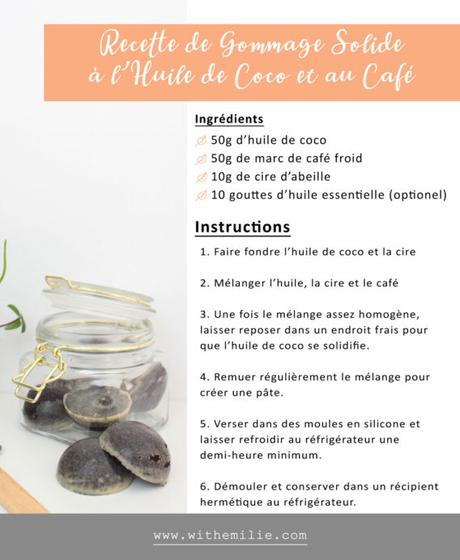 Gommage solide au café et à l’huile de coco fait maison