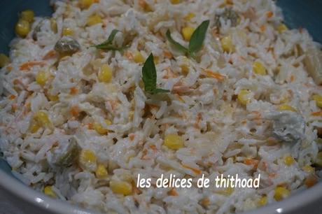 Salade de riz , surimi et maïs