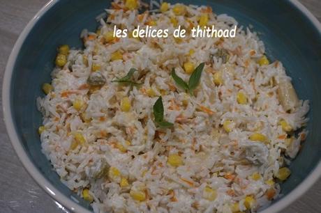 Salade de riz , surimi et maïs
