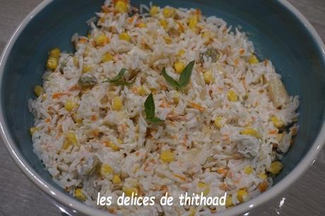 Salade de riz , surimi et maïs