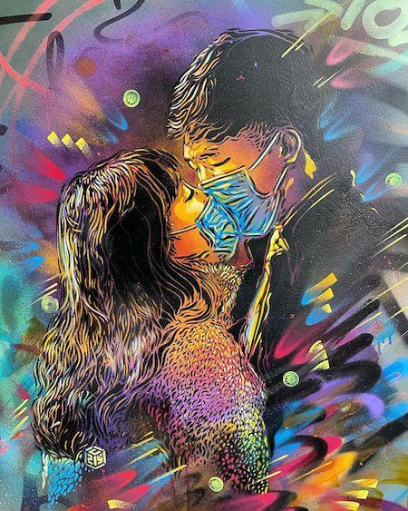 Le street-artiste C215 propage « L’amour au temps du coronavirus » au profit des soignants