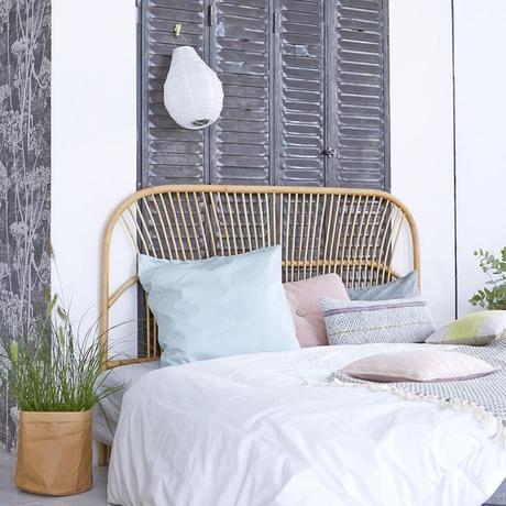 blog déco tête de lit en bois rotin esprit champêtre vintage estival maison de campagne