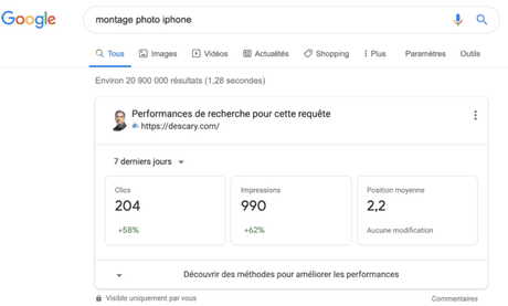 Les rapports de la Console de Recherche de Google apparaissent dans les résultats de recherche