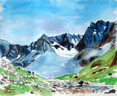 Dans la haute vallée de l'Ubaye, le glacier rocheux de Marinet (Alpes de Haute Provence)