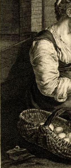 Pendants solo : masculin – féminin van Mieris Frans (I) 1655-57 The broken egg Ermitage gravure de Pierre Etienne Moitte 1754 escargot