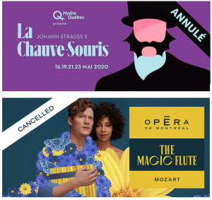 L’annulation des deux dernières productions de l’Opéra de Montréal et  de l’Opéra de Québec, le report de la Journée d’étude de l’OQAL sur les mises en scène d’opéra…et de l’opéra sur la Toile  en provenance Bayreuth, d’Aix-en-Provence