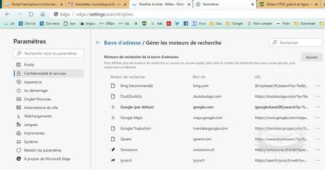 Comment modifier le moteur de recherche dans Edge Chromium