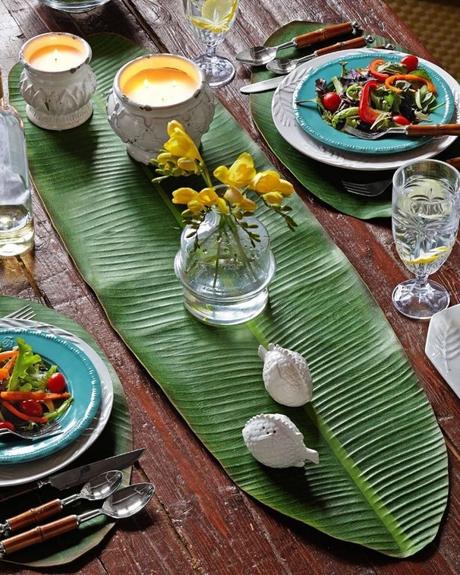 table style jungle rustique set table feuille vert bois - blog déco - clem around the corner