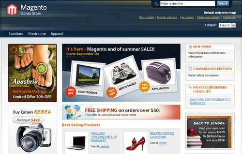 Boutique Magento avec sa home page complète