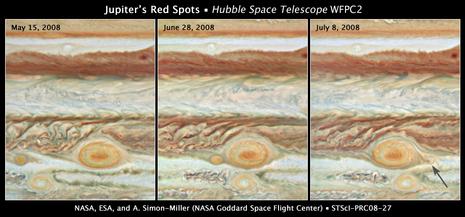 Les trois tâches rouges de Jupiter