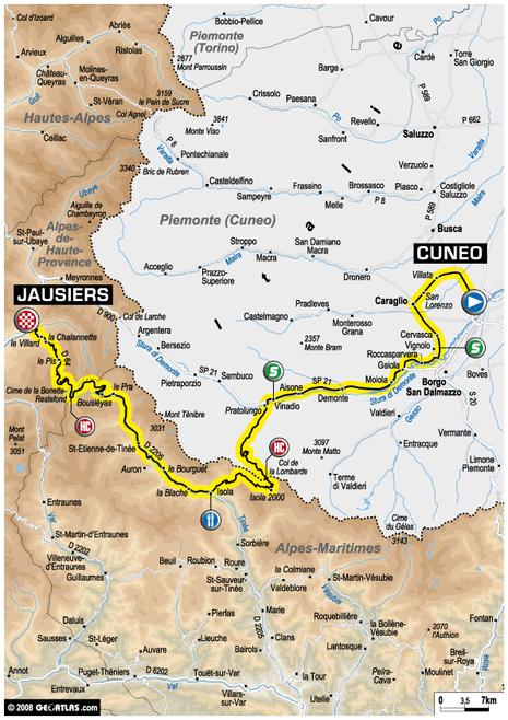 Tour de France : 16ème étape Cuneo - Jausiers (le parcours)