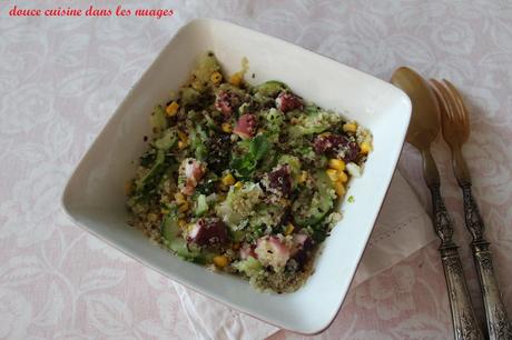 Salade de quinoa, concombre et de poulpe