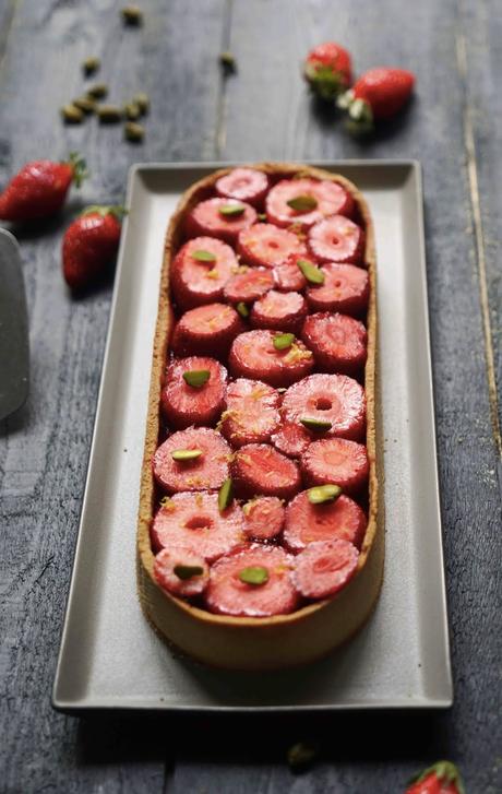 tarte aux fraises , recette Aurélien Cohen , crème d'amandes , 