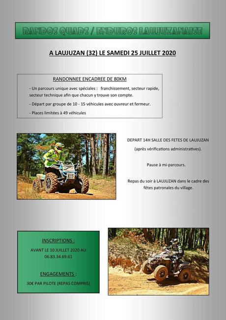 Rando quads et motos du comité des fêtes de Laujuzan (32), le samedi 25 juillet 2020