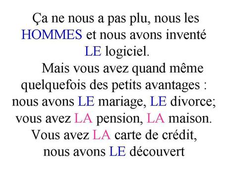 Divers - Le Genre grammatical .....