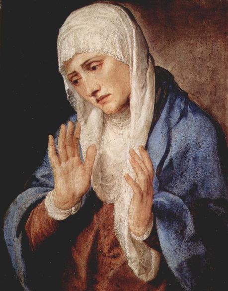 Titien 1555 Mater Dolorosa sur marbre Prado 68 x 53 cm