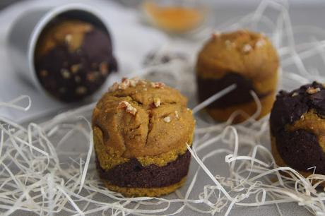 Cuillère et saladier : Muffins marbrés curcuma chocolat (vegan)