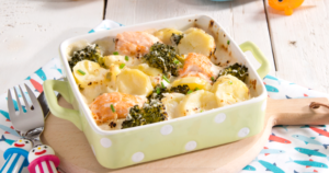 Réussir à faire apprécier les brocolis à vos enfants ! Gratin de pommes de terre au saumon et brocolis