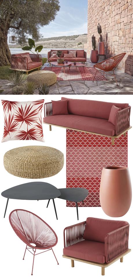 salon de jardin meuble mobilier corde rouge terracotta - blog déco - clem around the corner