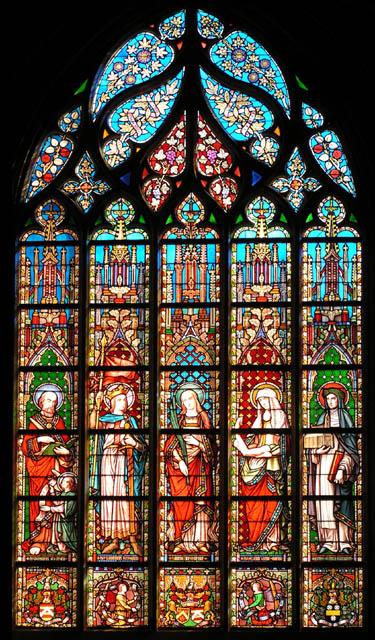 Vitrail du XVIe siècle réassemblé par Samuel Coucke (1861), église Notre-Dame du Sablon de Bruxelles.