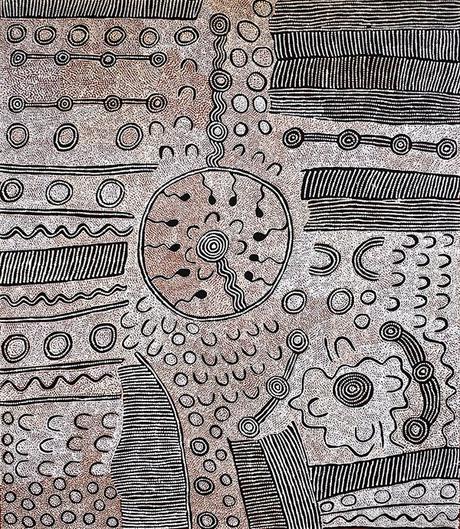 Focus sur une peinture aborigène pointilliste de Yalti Napangati