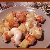 Saucisses de Francfort, pommes de terre à la raclette - Oh, la gourmande..