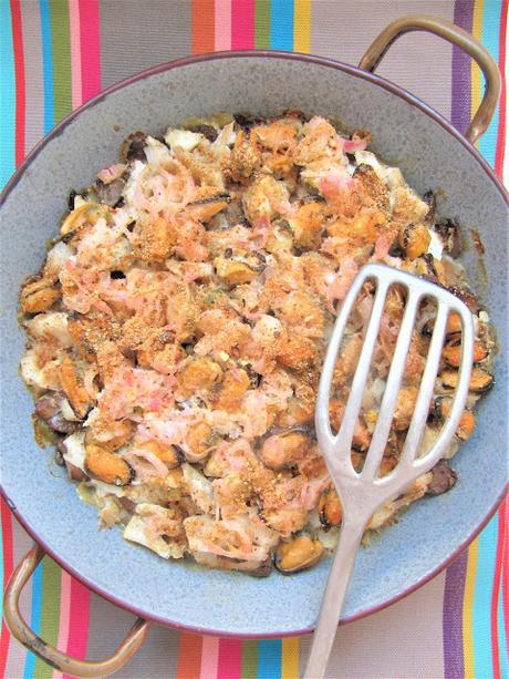 Filets de colin aux moules & aux champignons Filets de colin aux moules & aux champignons