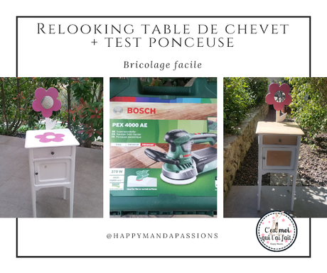 Relooking d'une table de nuit enfant et test de la ponceuse Bosh Relooking d'une table de nuit enfant et test de la ponceuse Bosh