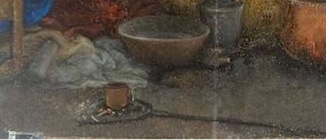 Lotto 1527-28 Nativita Pinacoteca Nazionale Sienne detail pelle