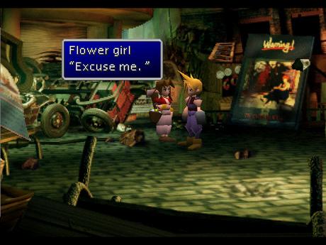 Cloud rencontre la vendeuse de fleurs au début de l'aventure, FFVII, 1997