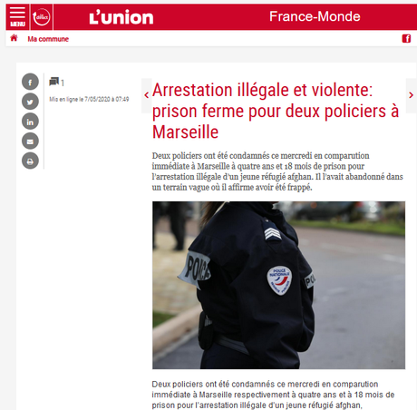ces #violencespolicieres qui n’existent pas… (mais sanctionnées de prison ferme) #Marseille #acab encore