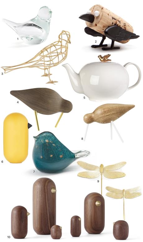 déco oiseau objet collection design bois laiton libellule scandinave