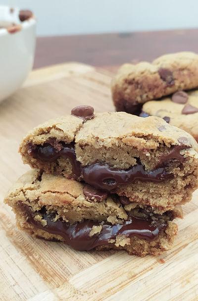 photo de cookies fourré ganache chocolat sans gluten, à indice glycémique bas et végane