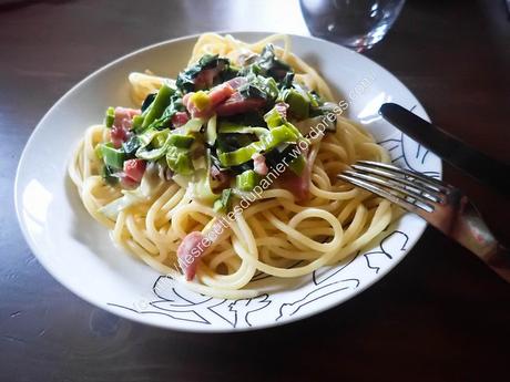Spaghetti aux Lardons et Poireaux / Leek and Bacon Spaghetti
