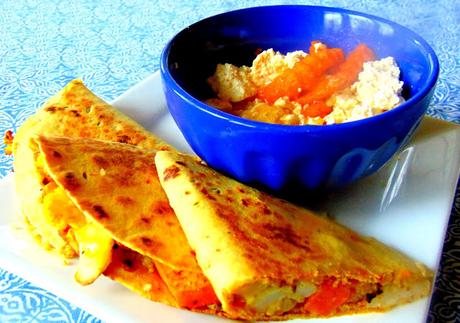 Quesadillas au quinoa, chou-fleur et patates douces, avec poutine!